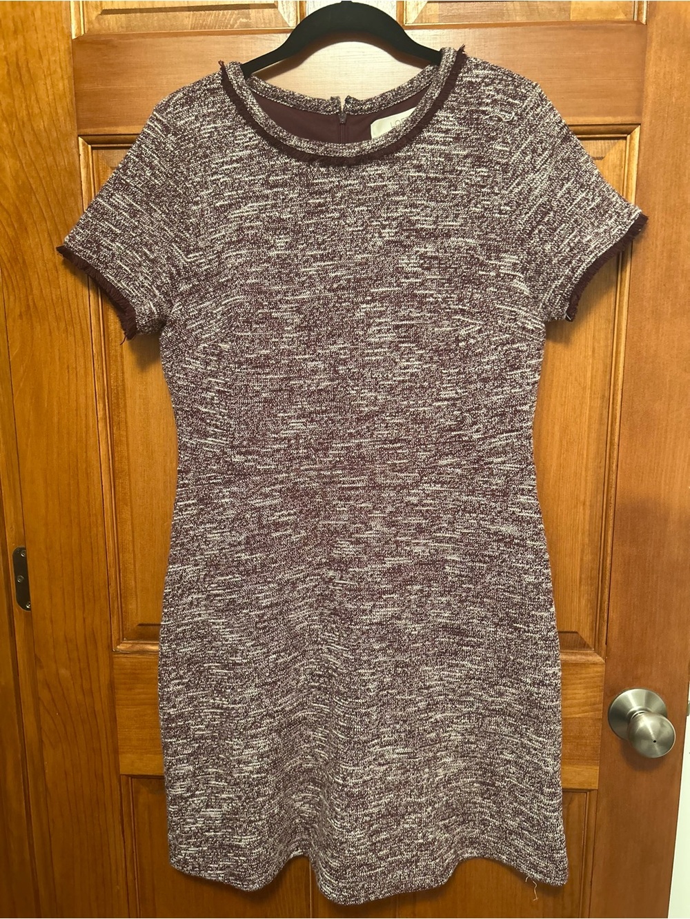 Loft Sweater Shift Dress Marreled Plum and White  size 10